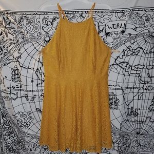 PLUS SIZE MUSTARD LACE DRESS
